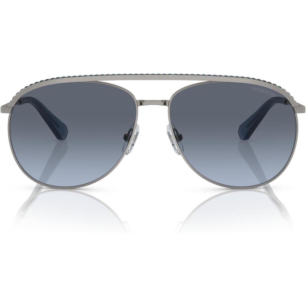 imageSwarovski Womens Sk7005 Aviator SunglassesGunmetalBlue Gradient Grey