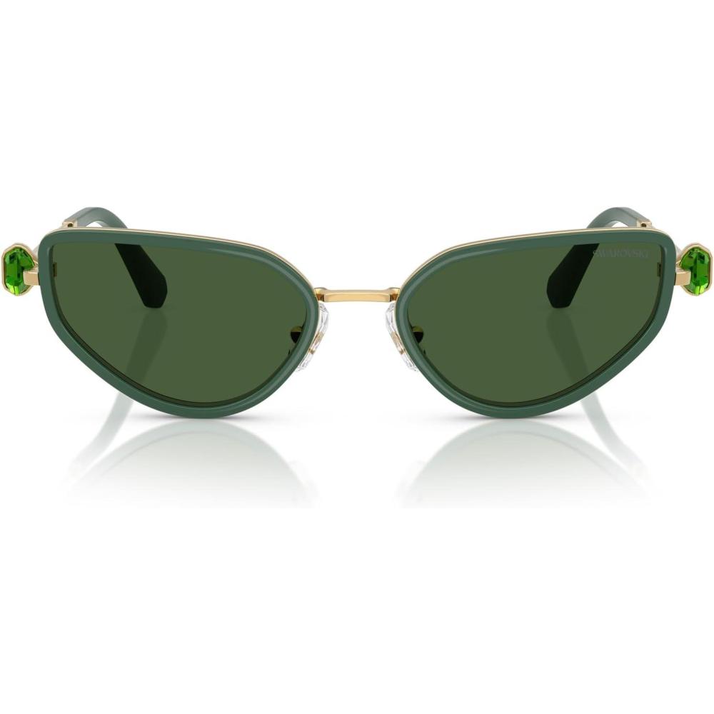 imageSwarovski Womens Sk7027 Cat Eye SunglassesGoldDark GreenDark Green