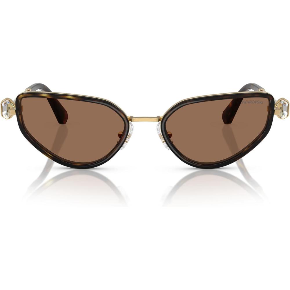 imageSwarovski Womens Sk7027 Cat Eye SunglassesGoldHavanaDark Brown