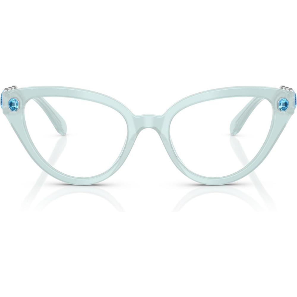 imageSwarovski womens Sk2028f Low Bridge Fit Cat Eye Prescription Eyewear FramesMilky Light BlueDemo Lens