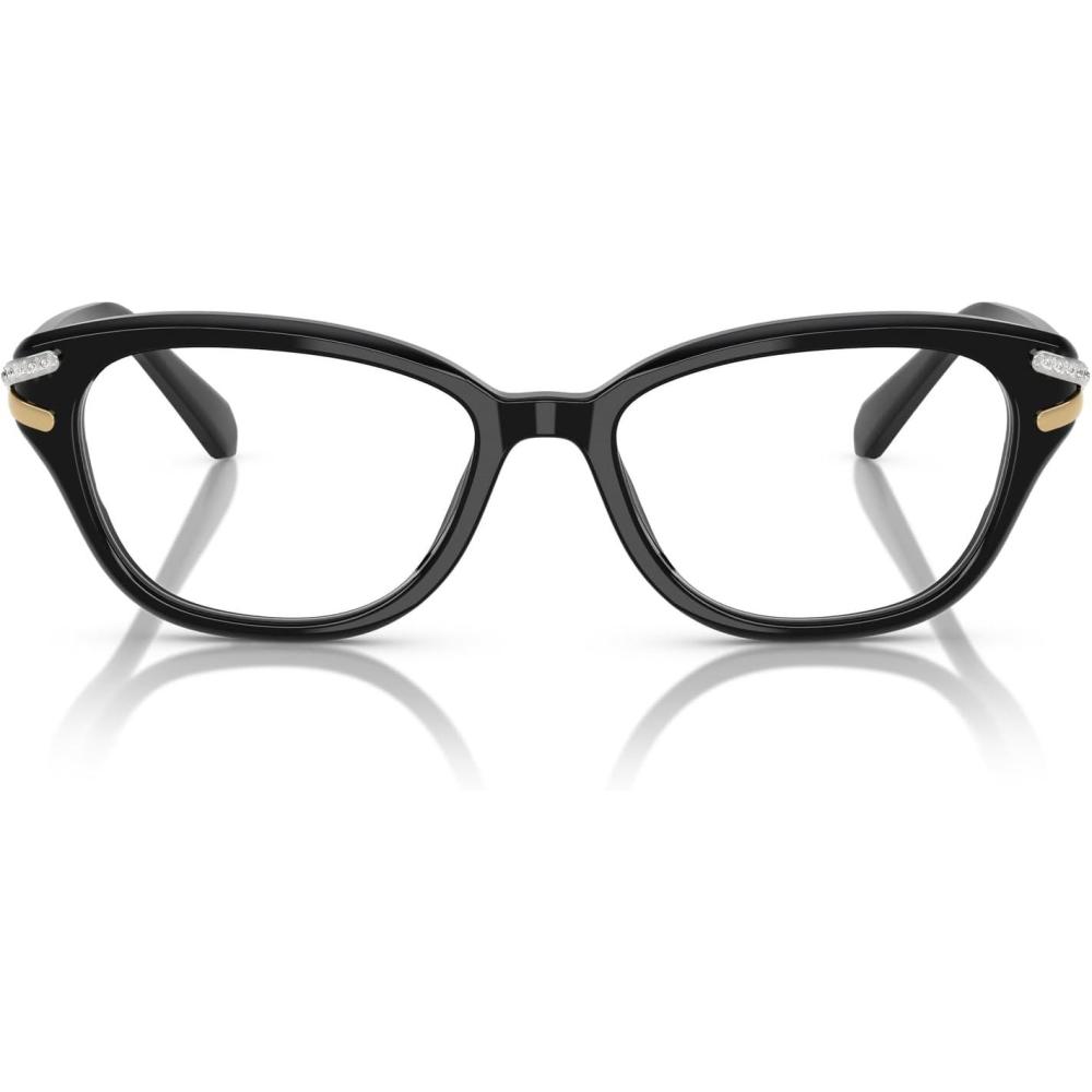 imageSwarovski womens Sk2032f Low Bridge Fit Square Prescription Eyewear FramesBlackDemo Lens