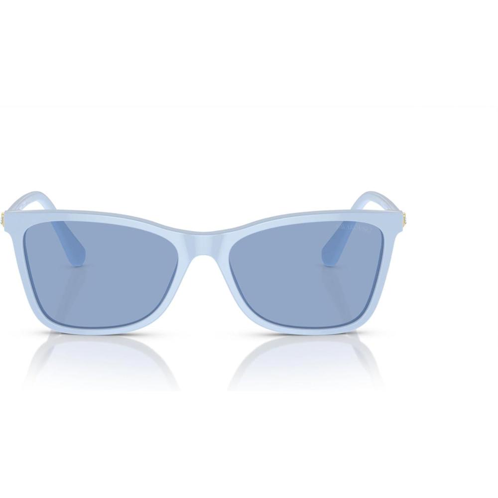 imageSwarovski womens Sk6004 Rectangular SunglassesClear BlueLight Blue Mirrored Silver