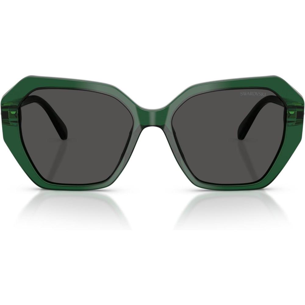 imageSwarovski womens Sk6017 Butterfly SunglassesTransparent GreenDark Grey