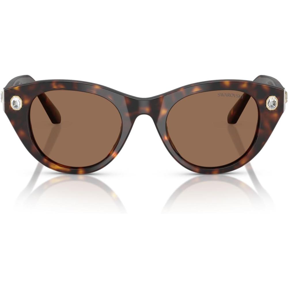 imageSwarovski womens Sk6025f Low Bridge Fit Round SunglassesHavanaDark Brown