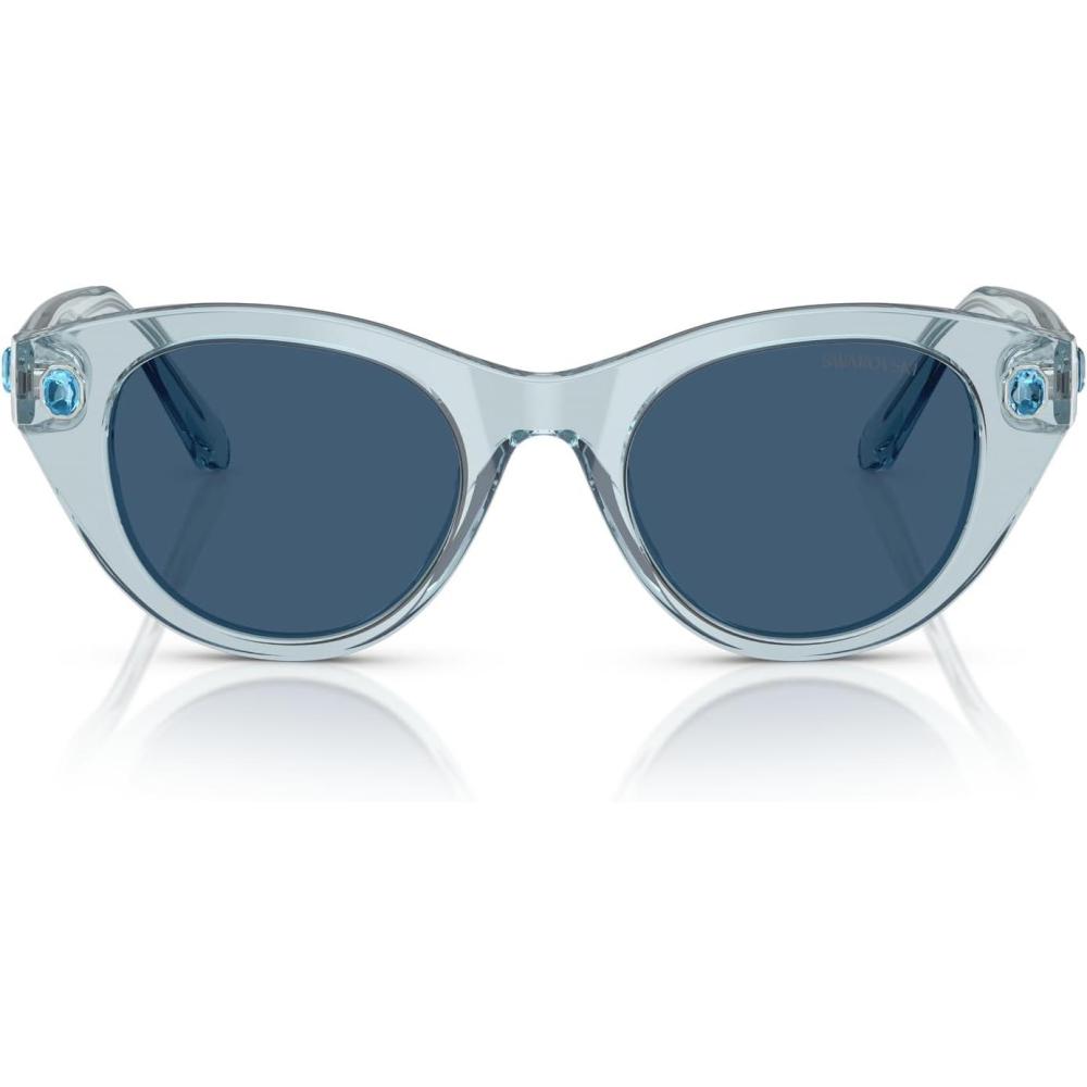 imageSwarovski womens Sk6025f Low Bridge Fit Round SunglassesTransparent Light BlueDark Blue