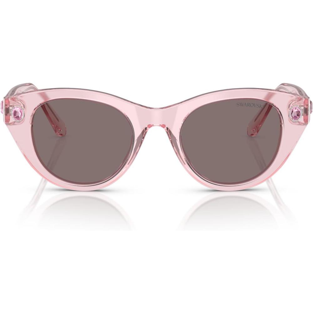 imageSwarovski womens Sk6025f Low Bridge Fit Round SunglassesTransparent PinkLight Purple Brown
