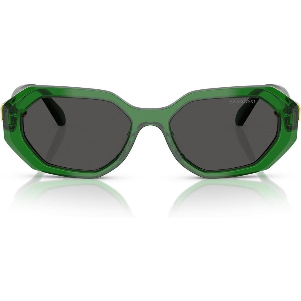 imageSwarovski womens Sk6028 Hexagonal SunglassesTransparent GreenDark Grey