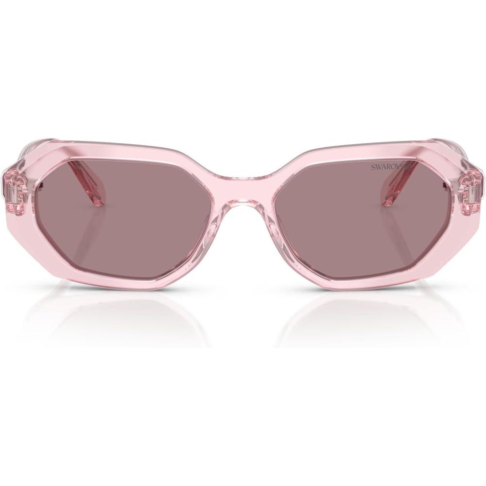 imageSwarovski womens Sk6028 Hexagonal SunglassesTransparent PinkLight Purple Brown