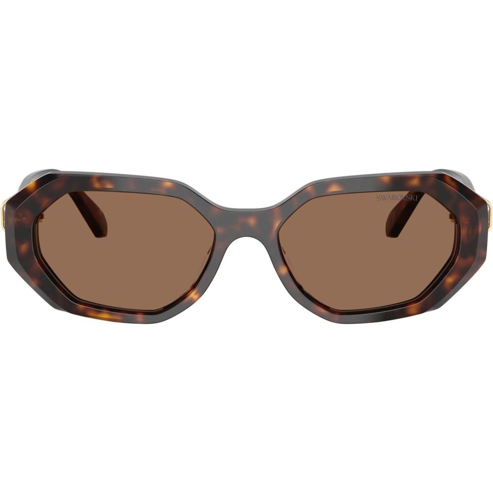 imageSwarovski womens Sk6028f Low Bridge Fit Hexagonal SunglassesDark HavanaDark Brown