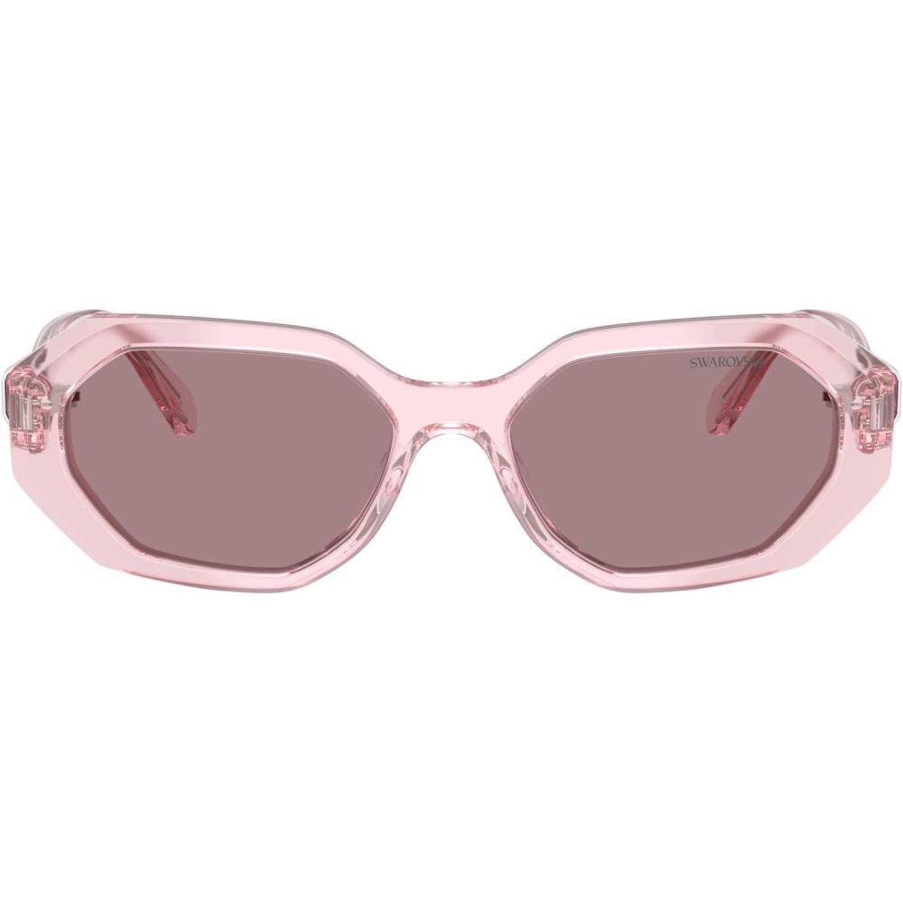 imageSwarovski womens Sk6028f Low Bridge Fit Hexagonal SunglassesTransparent PinkLight Purple Brown