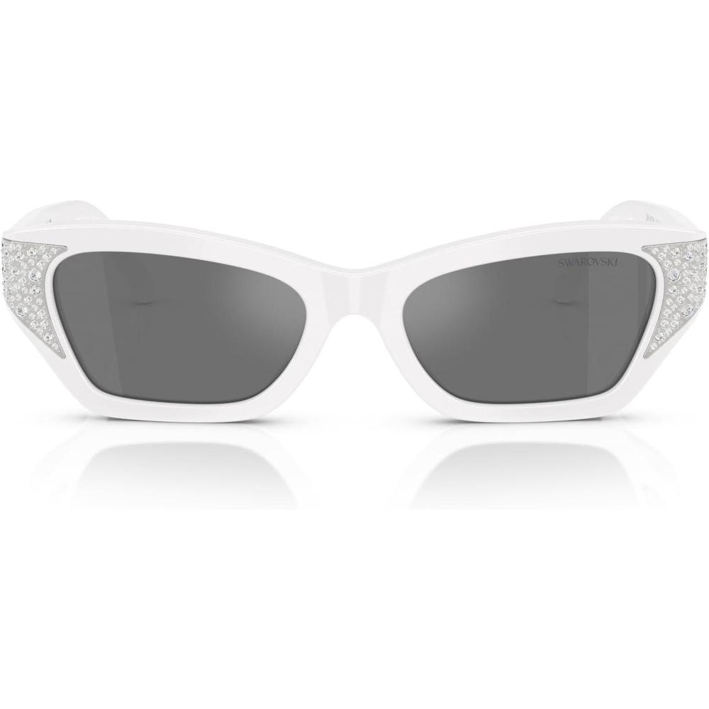 imageSwarovski womens Sk6029 Cat Eye SunglassesMilky PinkGrey Mirrored Black