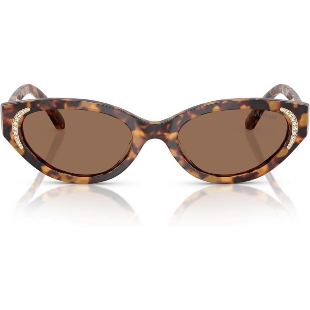 imageSwarovski womens Sk6030 Round SunglassesHavana MedioDark Brown
