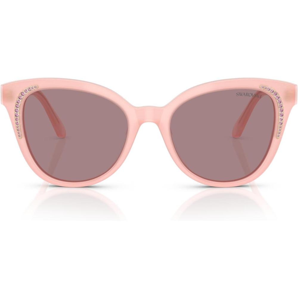 imageSwarovski womens Sk6031f Low Bridge Fit Butterfly SunglassesMilky PinkLight Purple Brown