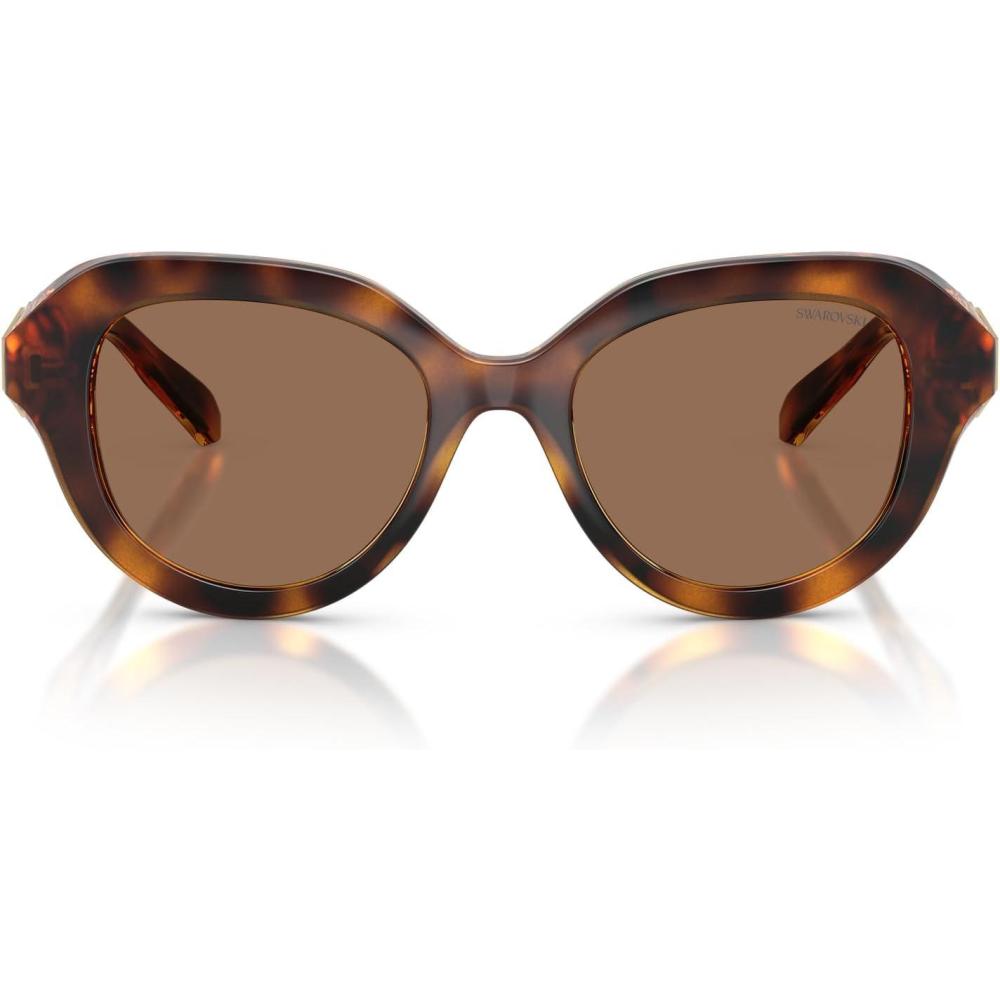 imageSwarovski womens Sk6037 Round SunglassesHavanaDark Brown