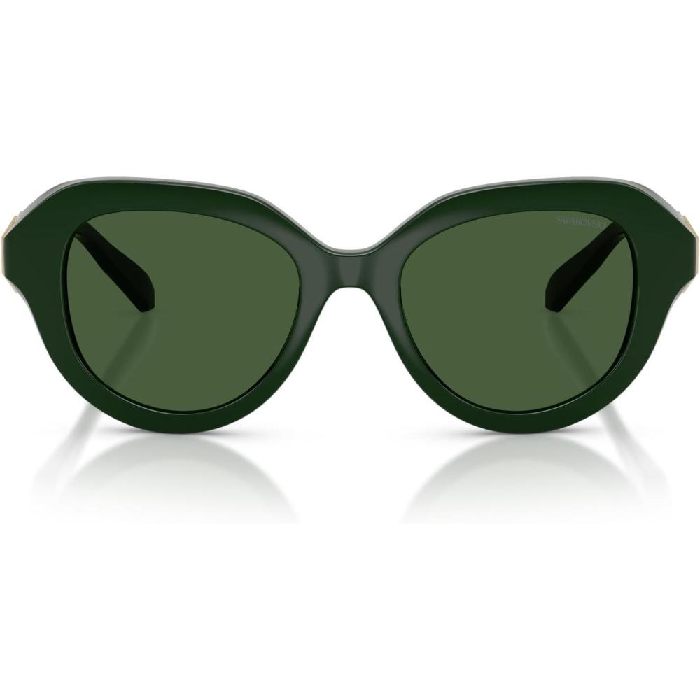 imageSwarovski womens Sk6037 Round SunglassesSolid GreenDark Green
