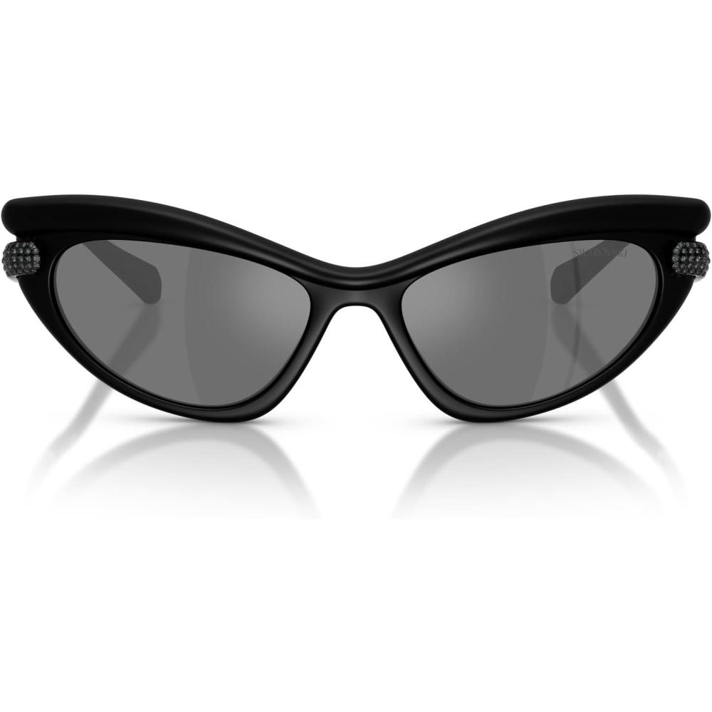 imageSwarovski womens Sk6038 Cat Eye SunglassesMatte BlackGrey Mirrored Black