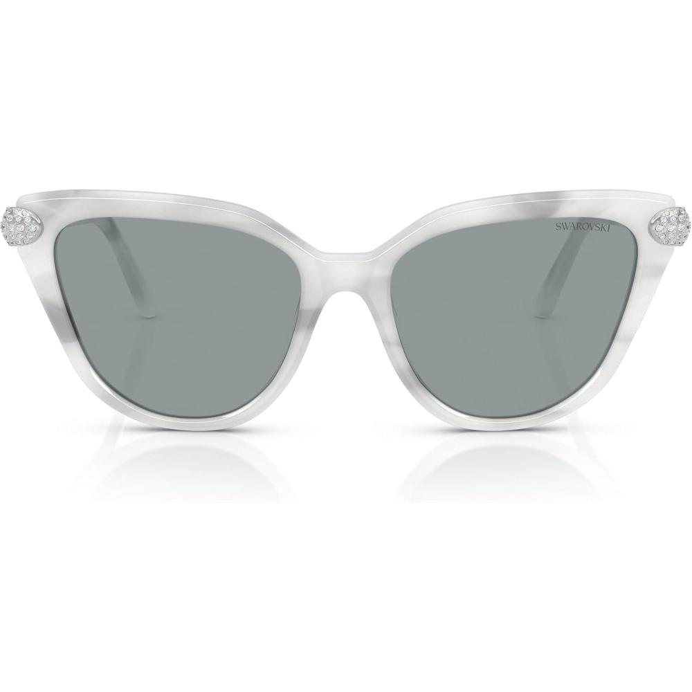 imageSwarovski womens Sk6039f Low Bridge Fit Cat Eye SunglassesWhite HavanaDark Grey