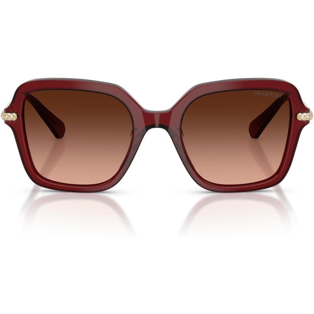 imageSwarovski womens Sk6040f Low Bridge Fit Square SunglassesTransparent BurgundyPink Gradient Grey