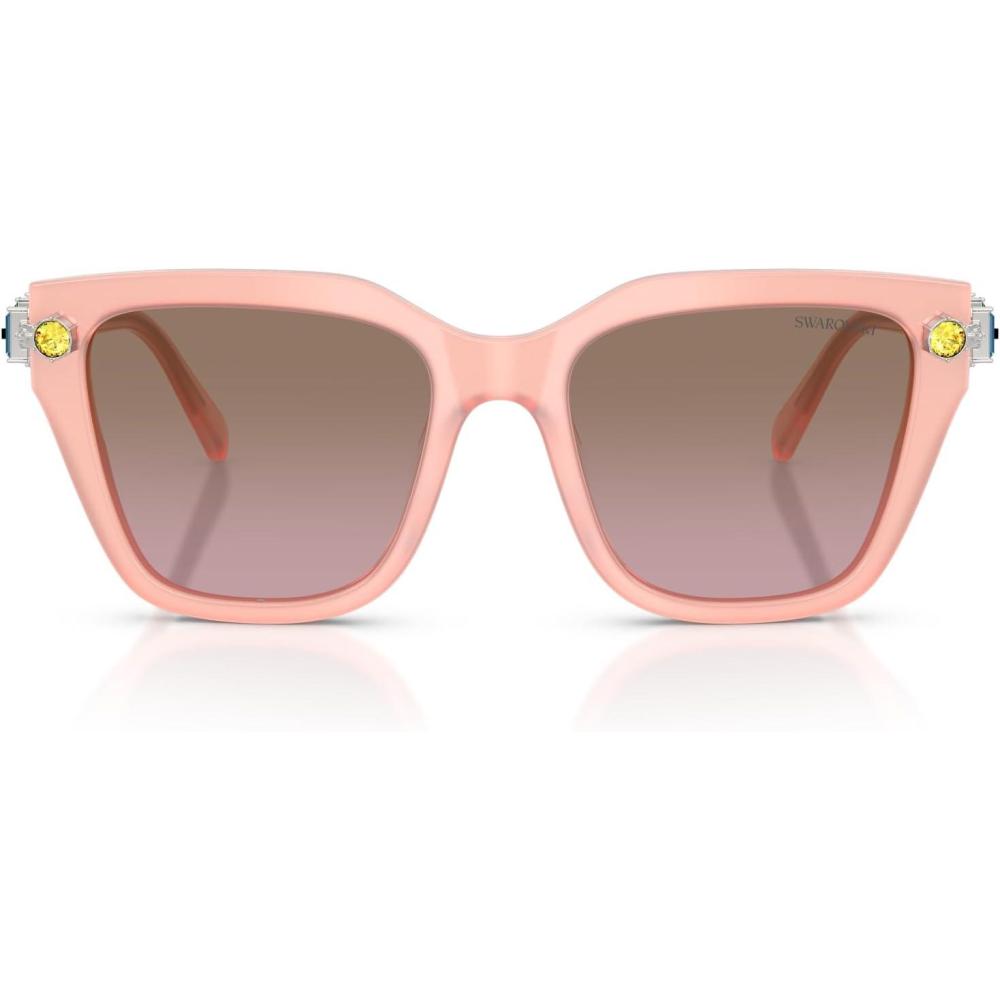 imageSwarovski womens Sk6041f Low Bridge Fit Square SunglassesMilky PinkDark Brown Dark Pink Gradient