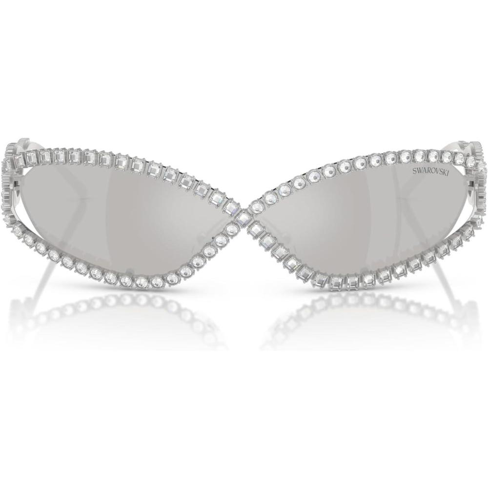 imageSwarovski womens Sk7024 Oval SunglassesSilverLight Grey Mirrored Silver