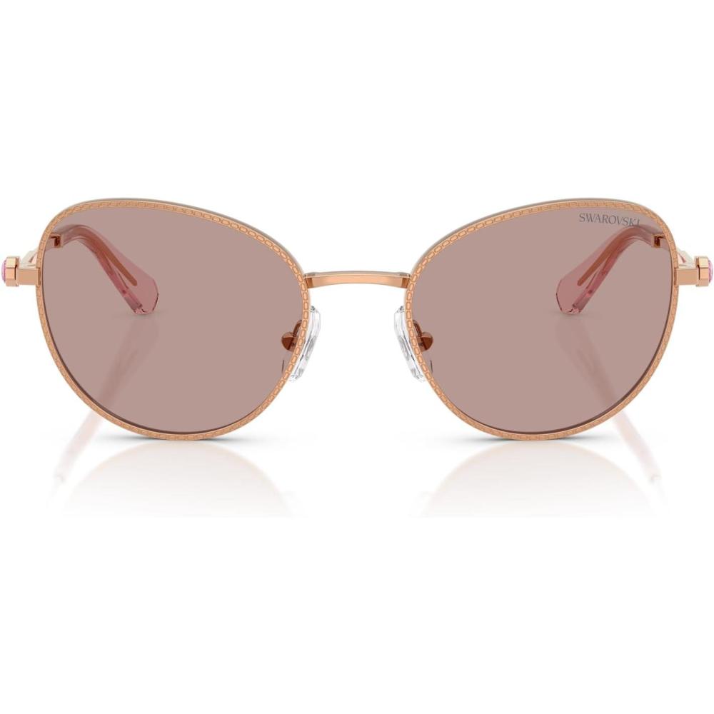imageSwarovski womens Sk7032 Round SunglassesRose GoldLight Purple Brown