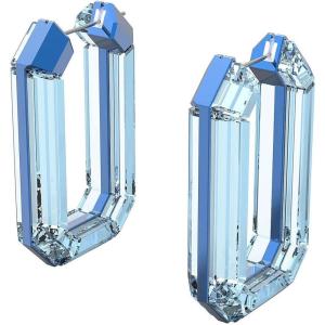 SWAROVSKI Lucent hoop earrings, Blue, Rhodium Finish