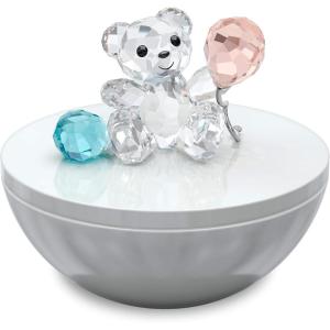SWAROVSKI My Little Kris Bear Decorative Box, Clear Swarovski Crystal with Blue and Pink Accents, Part of the Swarovski My Little Kris Bear Collection