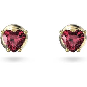 Swarovski Chroma Drop Crystal Earrings, Gold Tone Finish, Rhodium Finish, Latch Back Closure(Red Crystal Heart Shaped)