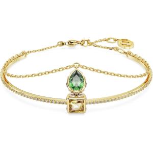 Swarovski Chroma Twist Cocktail Ring, Versatile Multi Color Crystals, Playful Rotating Construction, Gold Tone Finish(Green)