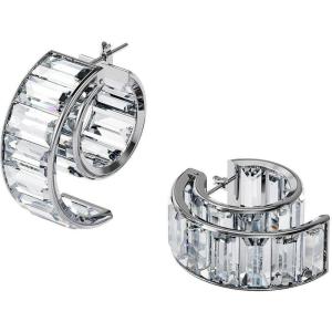 Swarovski Matrix earrings, White, Rhodium plated