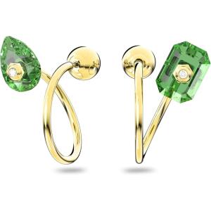 Swarovski Numina Earring Jewelry Collection, Gold Tone Finish, Green Crystals, Clear Crystals(Asymmetrical Earrings)
