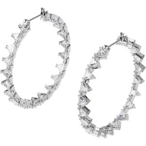 Swarovski Ortyx, Earrings and Bracelet Crystal Jewelry Collection, Clear Crystals, Rhodium Finish(Hoop Earrings – Rhodium Tone)