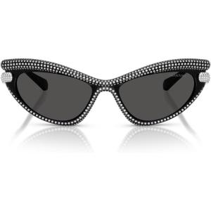 Swarovski SK6038 Sunglasses, Black/Dark Grey, 56 mm