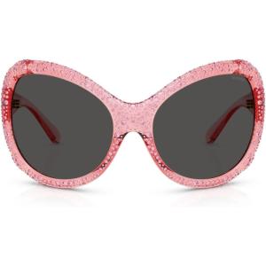 Swarovski SK6052 Sunglasses, Transparent Pink/Dark Grey, 72 mm