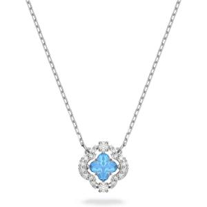 Swarovski Sparkling Dance Necklace and Bracelet Jewelry Collection, Blue Crystals, Clear Crystals(Pendant Necklace)