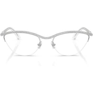 Swarovski Women’s Sk1026 Oval Prescription Eyewear Frames(Silver/Demo Lens)