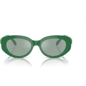 Swarovski Women’s Sk6002f Low Bridge Fit Oval Sunglasses(Dark Green/Azure Internal Mirrored Silver)