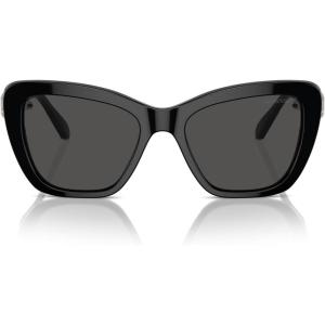 Swarovski Women’s Sk6018 Butterfly Sunglasses(Black/Dark Grey)