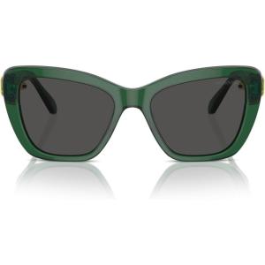 Swarovski Women’s Sk6018 Butterfly Sunglasses(Transparent Dark Green/Dark Grey)