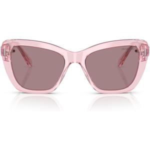 Swarovski Women’s Sk6018 Butterfly Sunglasses(Transparent Pink/Light Purple Brown)