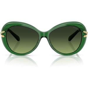 Swarovski Women’s Sk6026 Butterfly Sunglasses(Transparent Green/Green Gradient)
