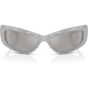 Swarovski Women’s Sk6027 Rectangular Sunglasses(Light Grey/Light Grey Mirrored Silver)