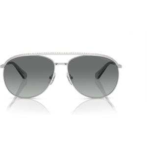 Swarovski Women’s Sk7005 Aviator Sunglasses(Silver/Gradient Grey)