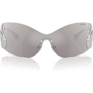 Swarovski Women’s Sk7020 Oval Sunglasses(Silver/Light Grey Mirrored Silver)