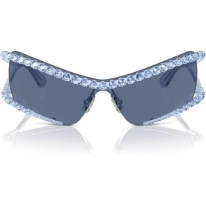 Swarovski Women’s Sk7022 Square Sunglasses(Black/Dark Grey)