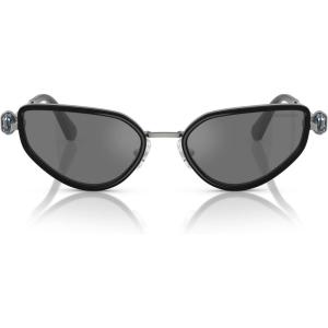 Swarovski Women’s Sk7027 Cat Eye Sunglasses(Gunmetal/Black/Grey Mirrored Black)