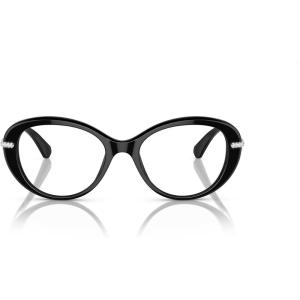 Swarovski womens Sk2001 Oval Prescription Eyewear Frames(Black/Silver/Demo Lens)