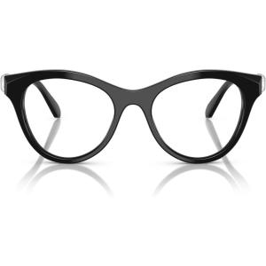 Swarovski womens Sk2036f Low Bridge Fit Round Prescription Eyewear Frames(Black/Demo Lens)