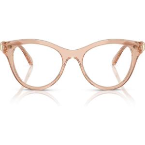 Swarovski womens Sk2036f Low Bridge Fit Round Prescription Eyewear Frames(Transparent Beige/Demo Lens)