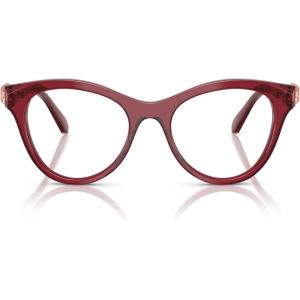 Swarovski womens Sk2036f Low Bridge Fit Round Prescription Eyewear Frames(Transparent Burgundy/Demo Lens)